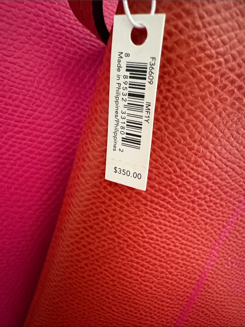 Coach Pink Tote with Orange  Trim and Matching Zip Pouch